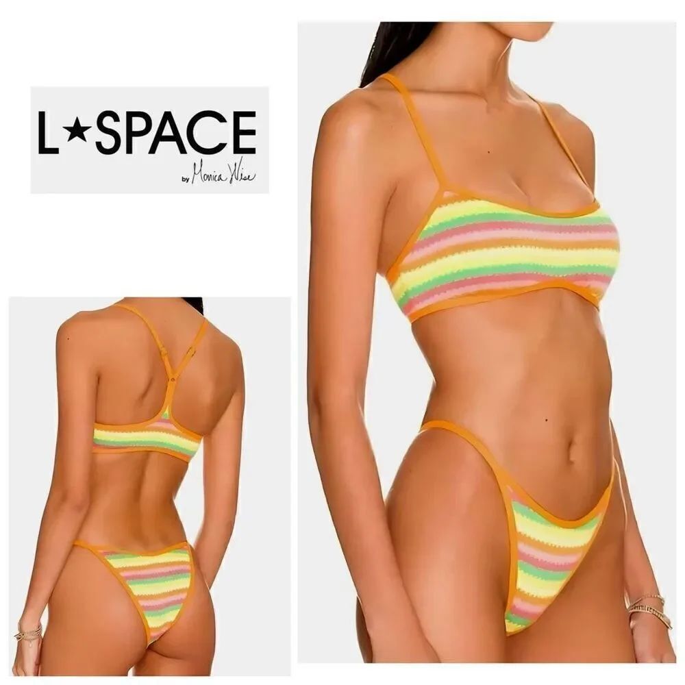 New. L*SPACE stripe bikini. Large. Retails. $198